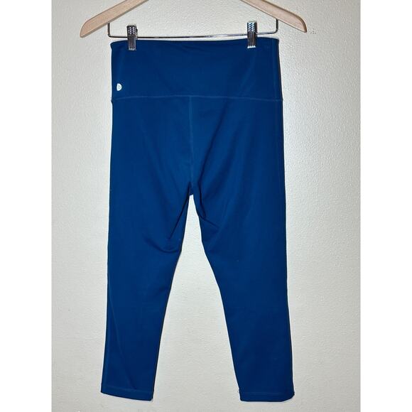 Zella Sz M Capri Leggings Blue Teal High Waist Cropped Yoga Pants Activewear Gym - Picture 1 of 6